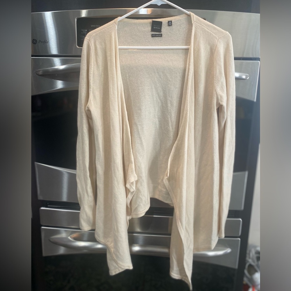 Saks Fifth Avenue Black Label 100% Cashmere Cream Cardigan